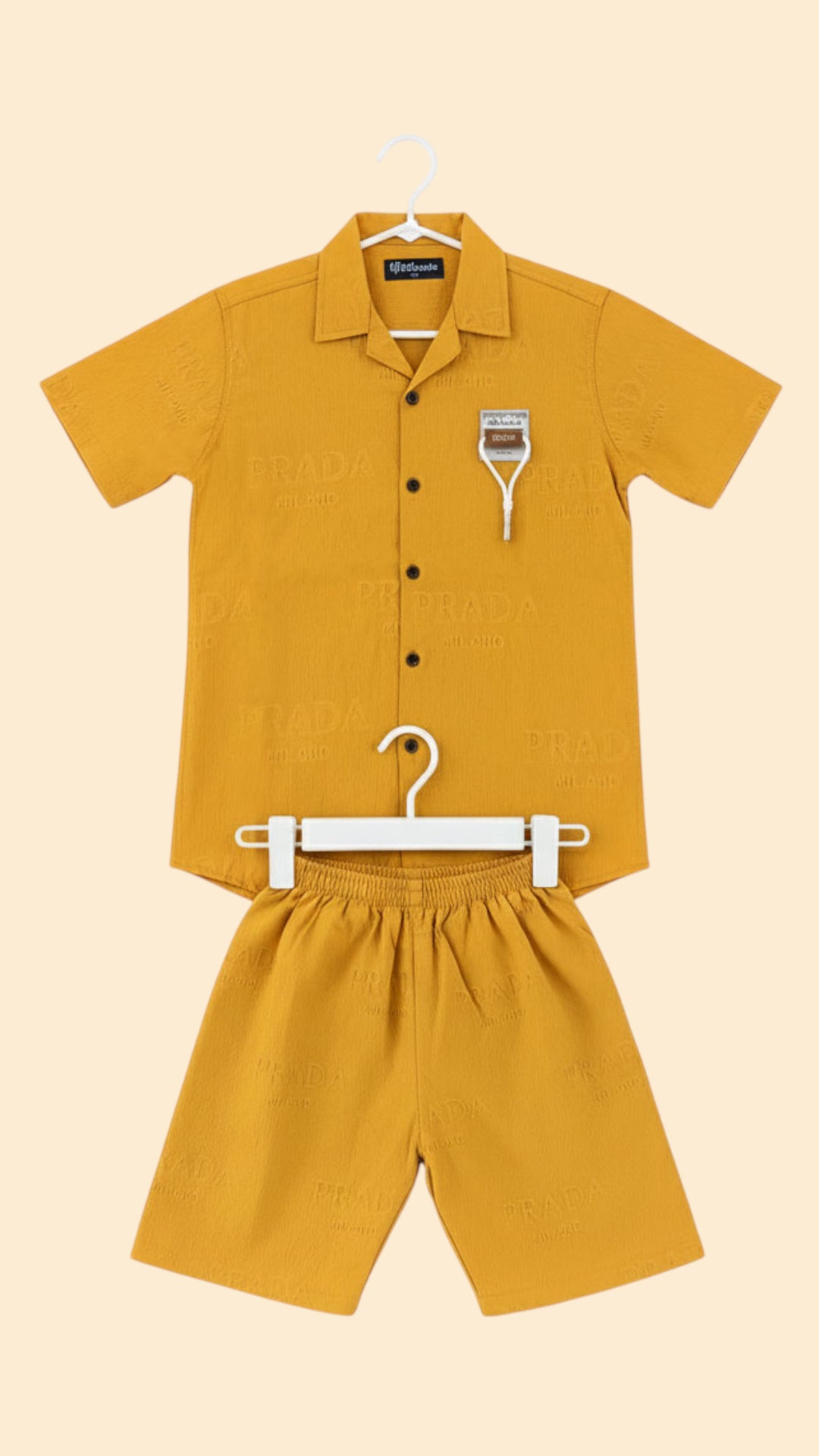 Mustard Yellow Embossed Summer Set for Kids