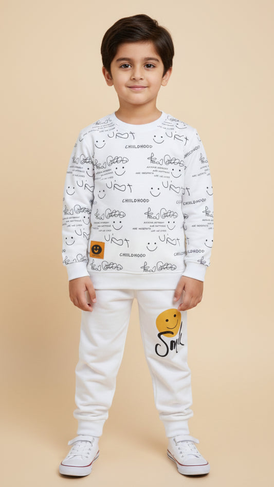French Terry Winter Sweatshirt & Trouser Tracksuit for Kids