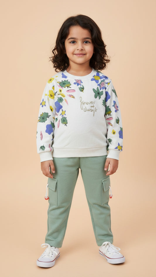 French Terry Winter Sweatshirt & Trouser Tracksuit for Kids
