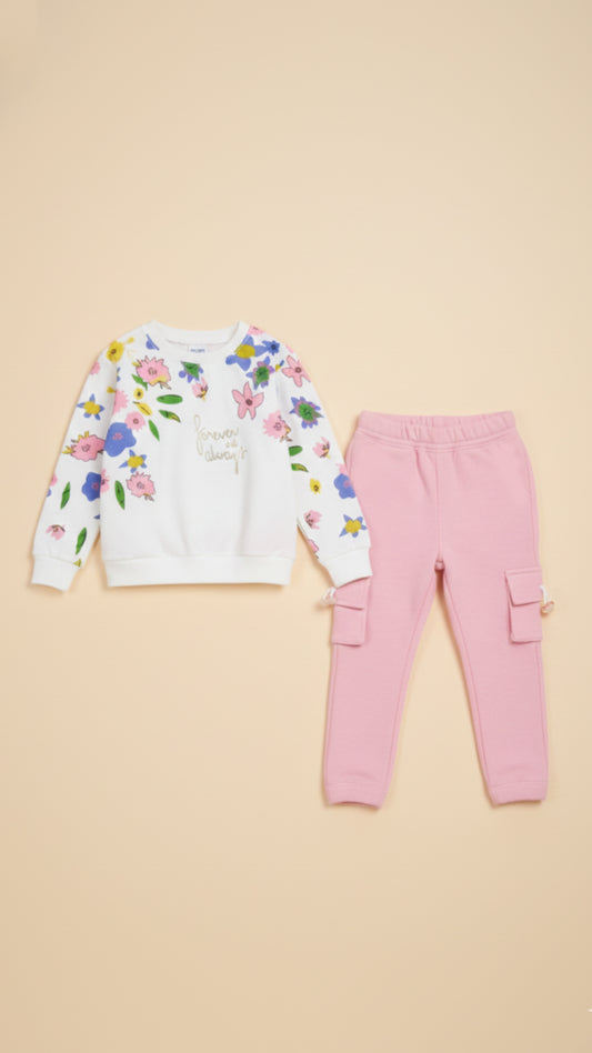 French Terry Winter Sweatshirt & Trouser Tracksuit for Kids